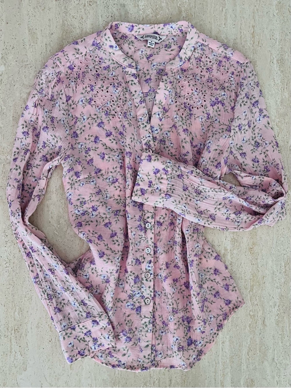 Ditsy Floral and Eyelet Blouse
